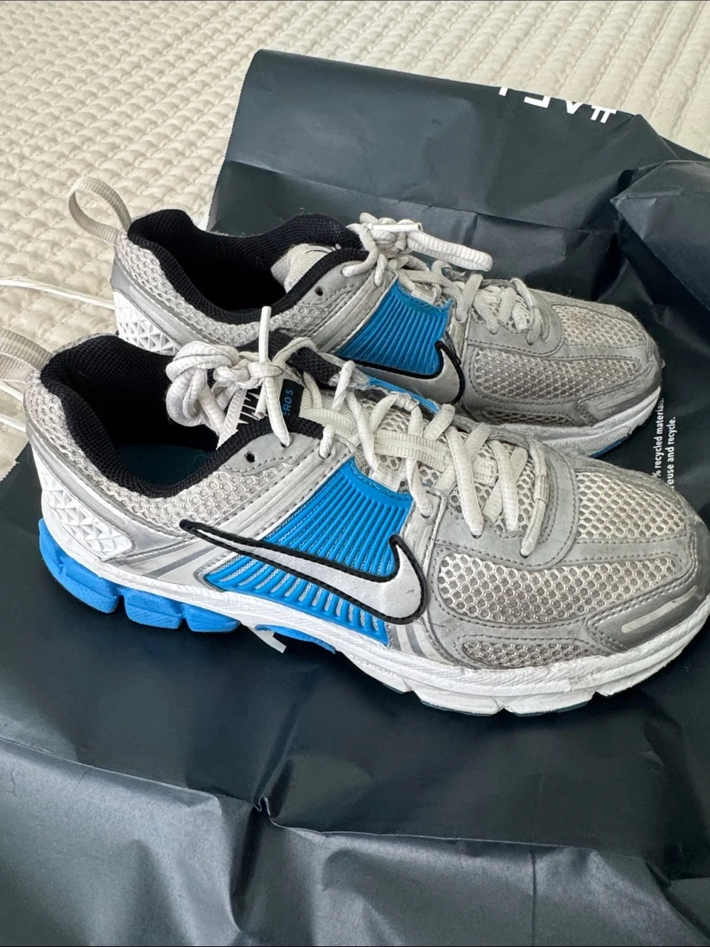 Nike Kids Blue and Gray Mesh Athletic Sneakers